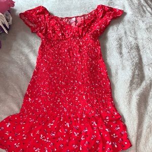 No Boundaries Red Flower Dress